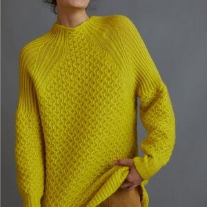 Anthropologie Bia Alpaca Blend Mockneck Tunic Sweater - Lime